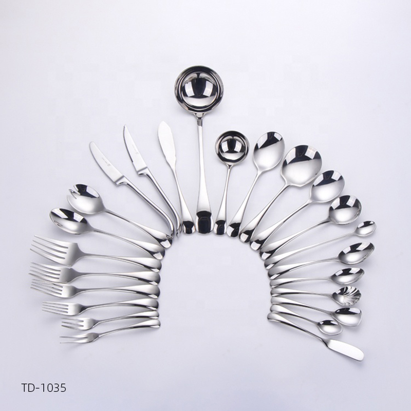 Curved Design Stainless Steel Kitchen Ravintola Party Tableware Cutlery 24PCS Set